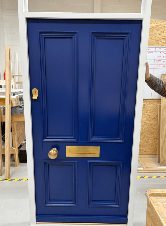 Blue painted Accoya door